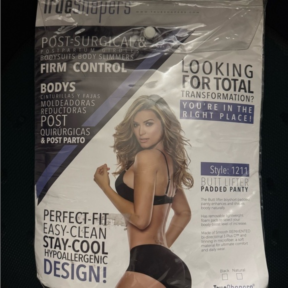 TrueShapers Black Butt Lifter Padded Panty